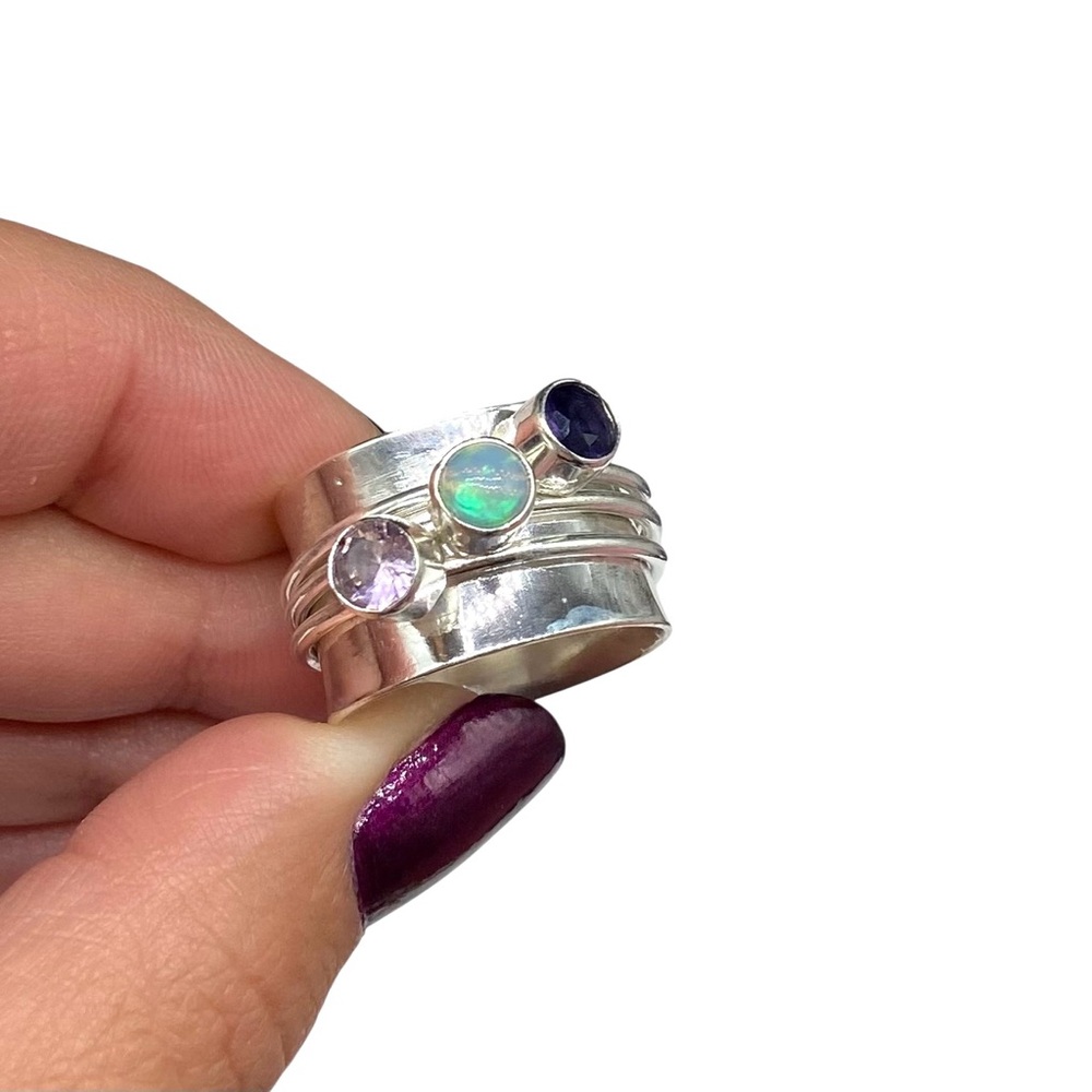 NEW Elegant Silver Stacking Rings Set - Picture 2 of 10